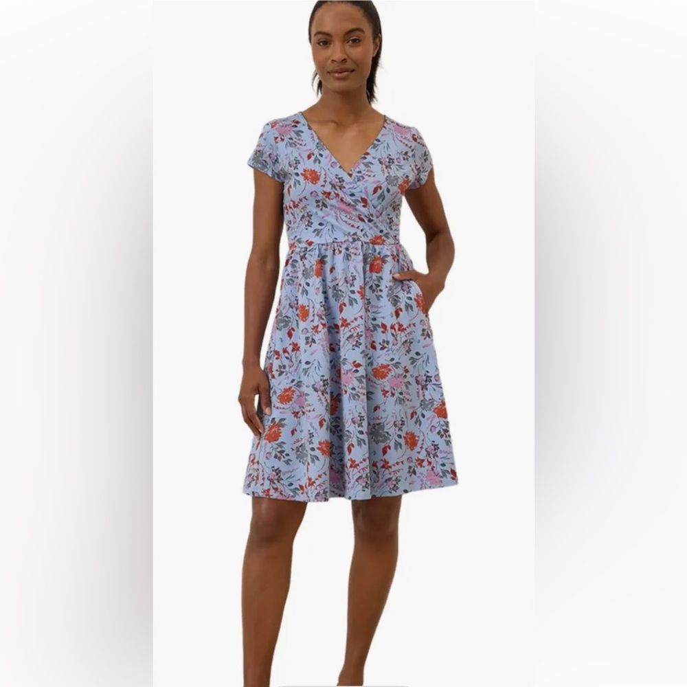 PACT Organic Cotton Fit & Flare Crossover Dress Size Medium NWOT